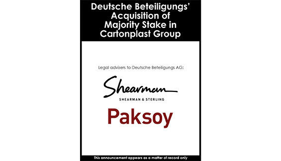 Deutsche Beteiligungs' Acquisition of Majority Stake in Cartonplast Group