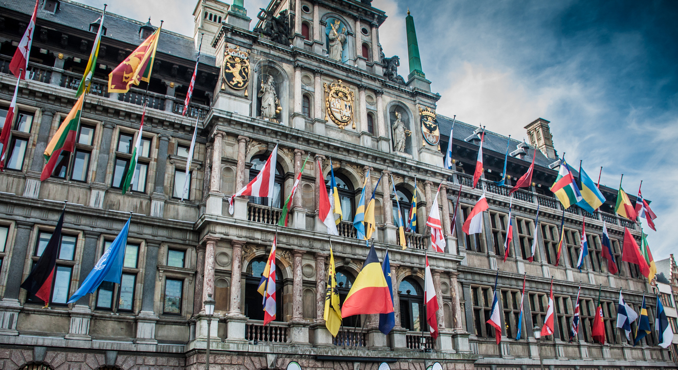 Flags of EU nations in Belgium