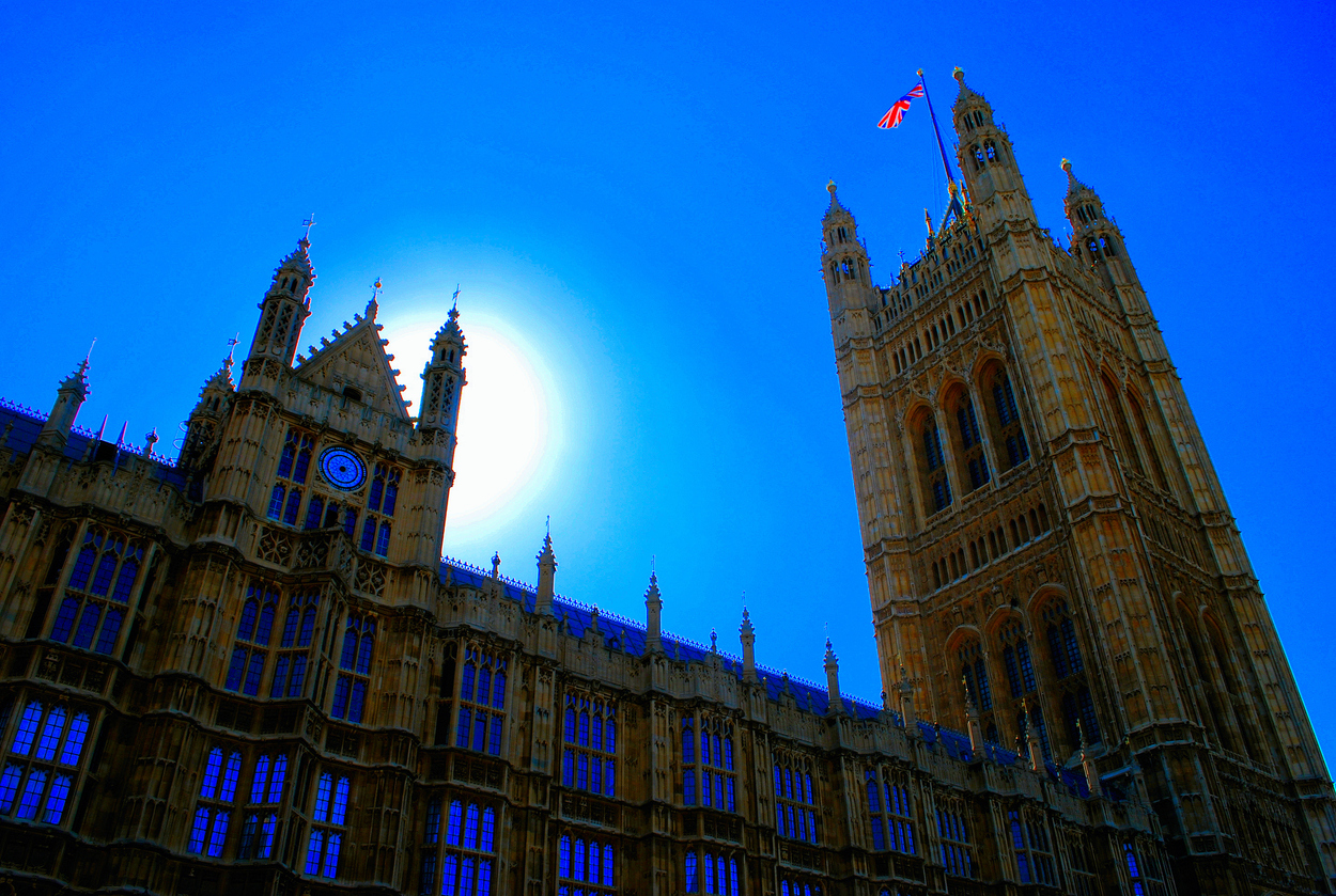 Sun rising over Palace of Westminster