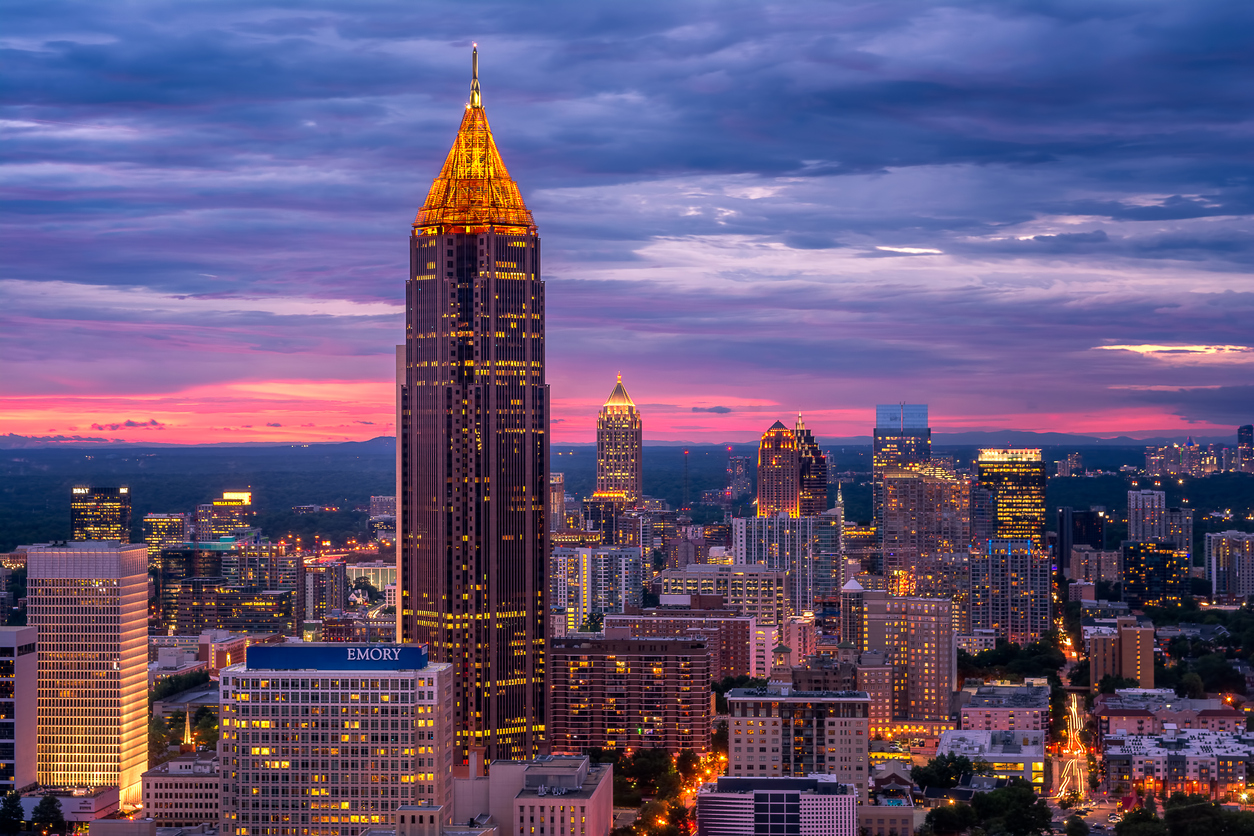 Atlanta skyline at sunset