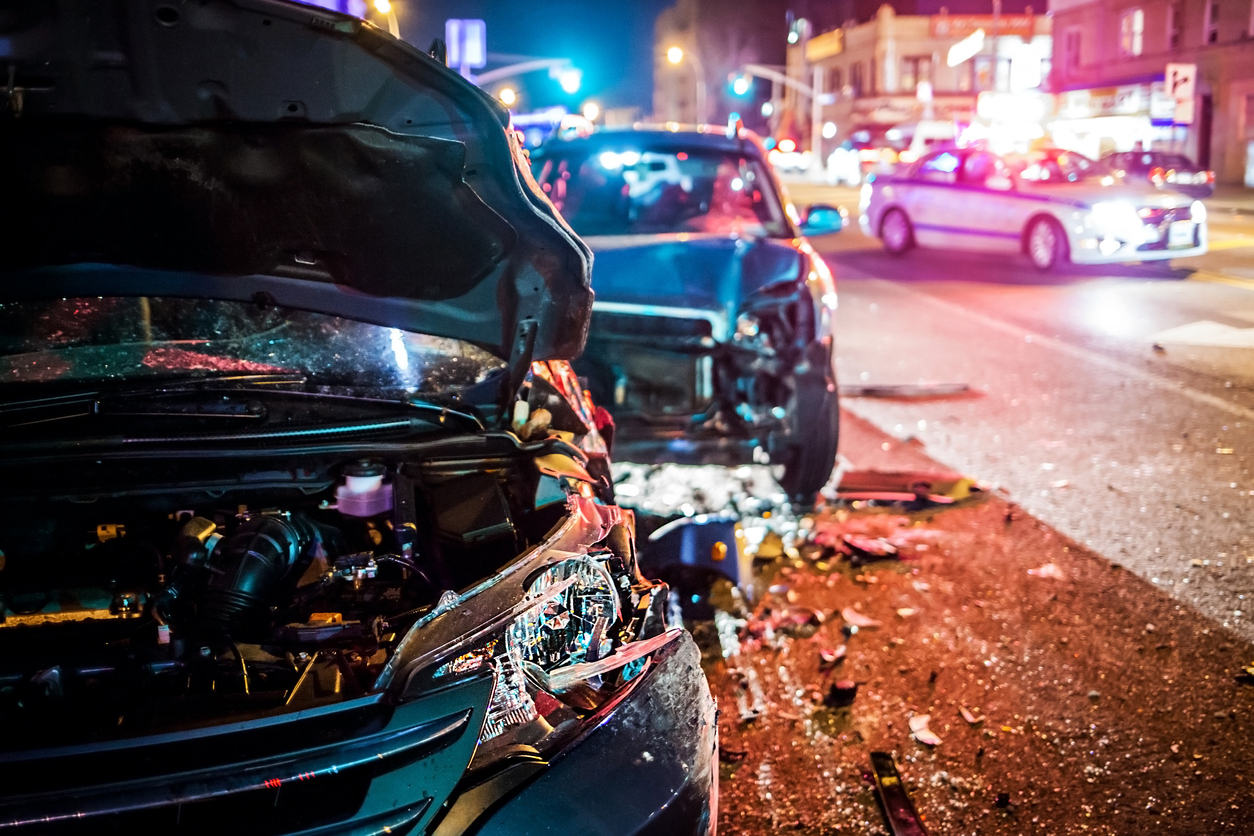 Car crash with police present