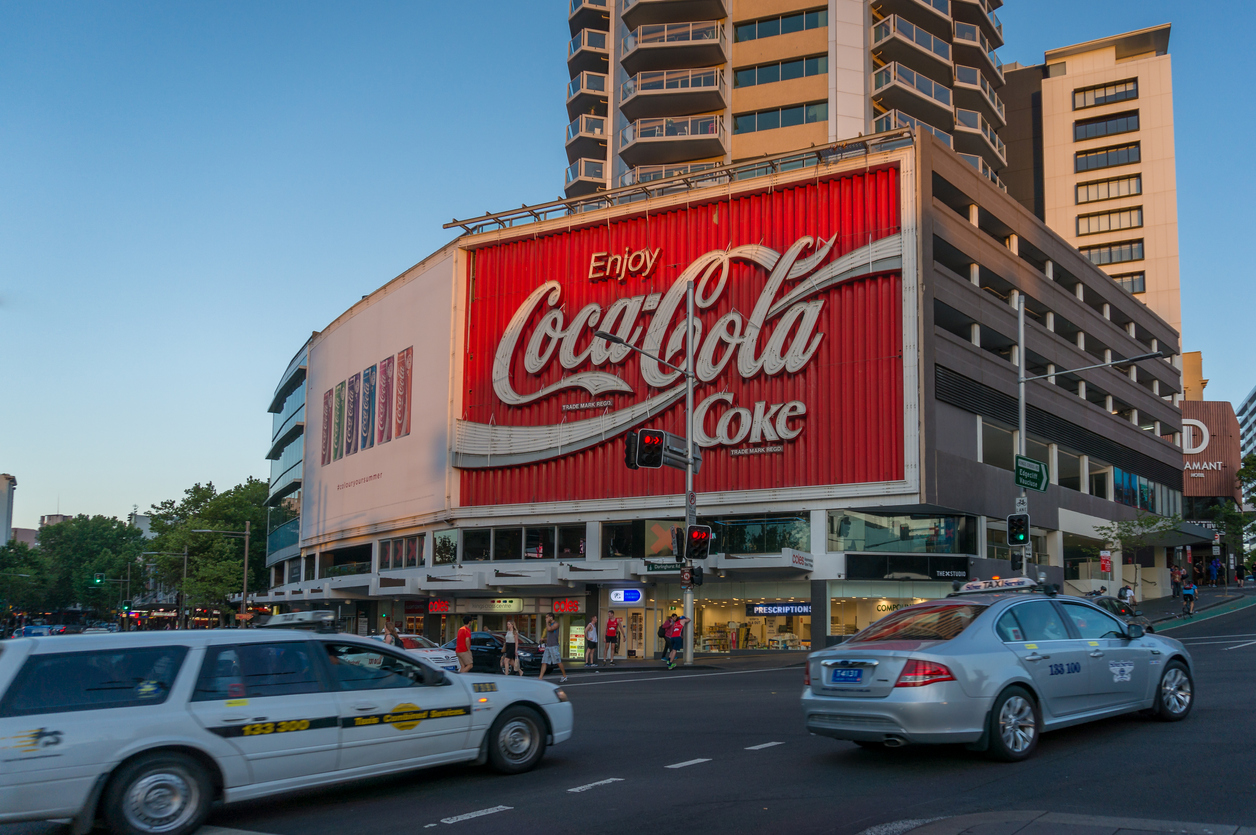 Enjoy Coca-Cola advertisement on a building in Sydney