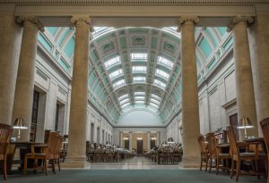 Library reading room at Harvard University