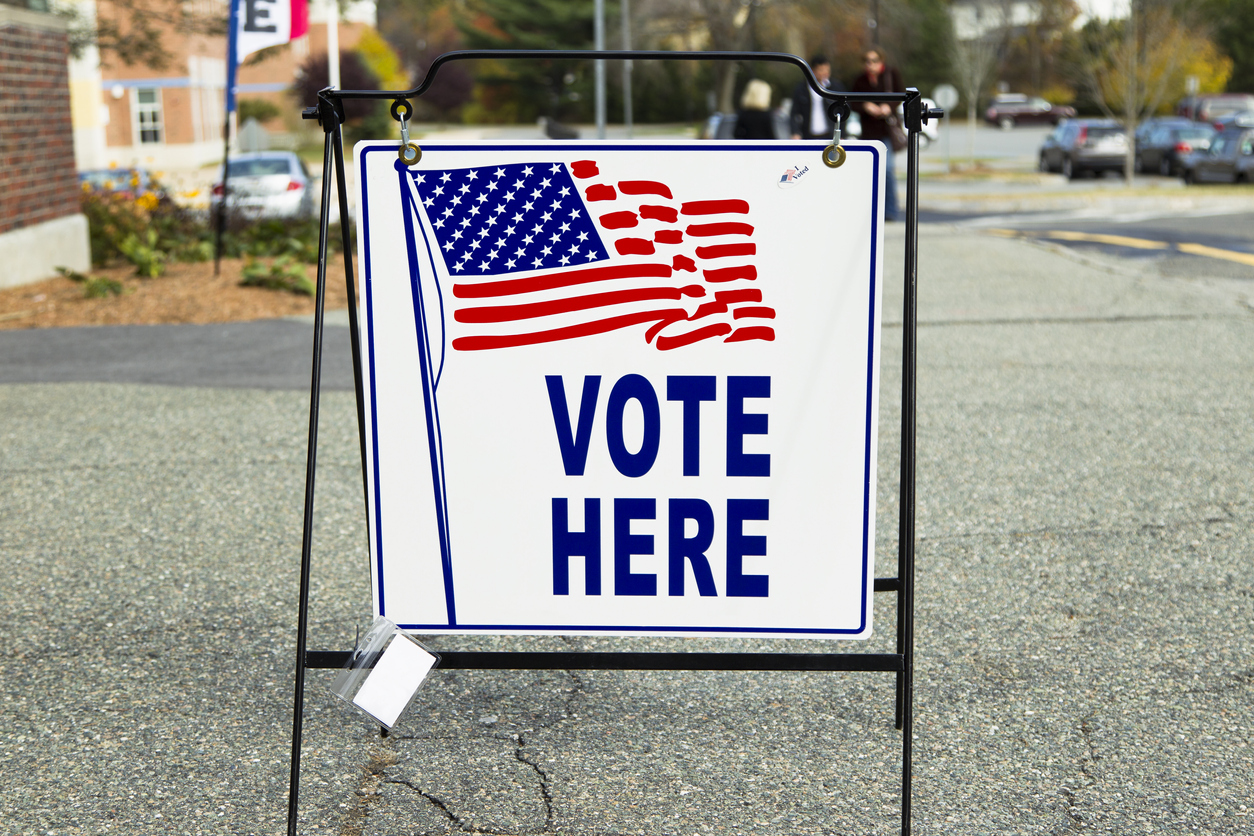 Sign outside US polling station