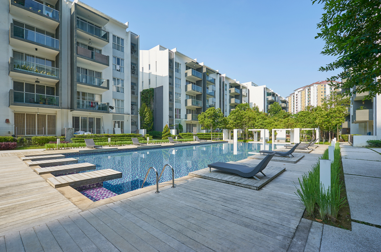 Apartment complex swimming pool