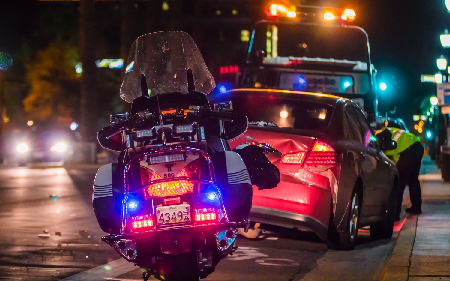 Motorbike overturned in a road accident