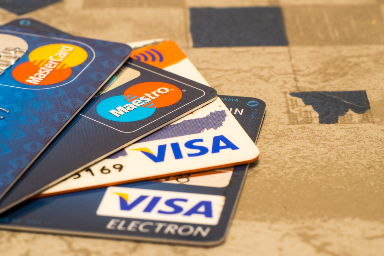 Credit and debit cards from MasterCard, Maestro and Visa