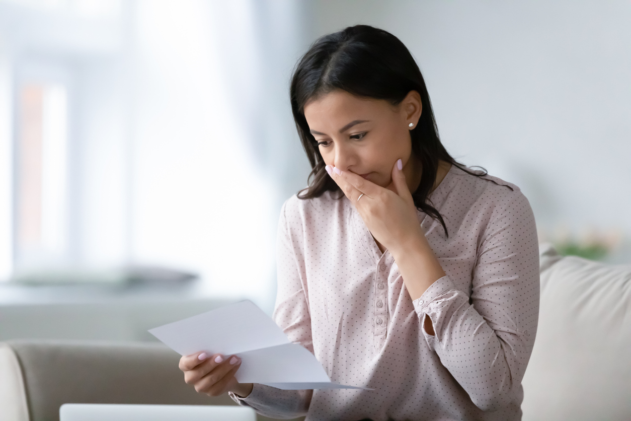 Woman receiving eviction notice