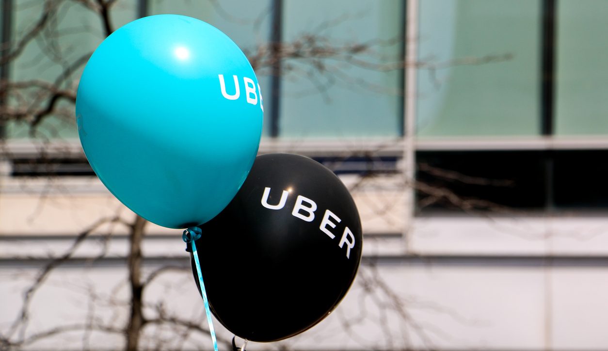 Balloons at an Uber rally at Square Victoria, Montreal