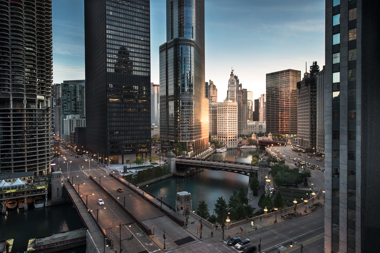 Downtown Chicago at dawn