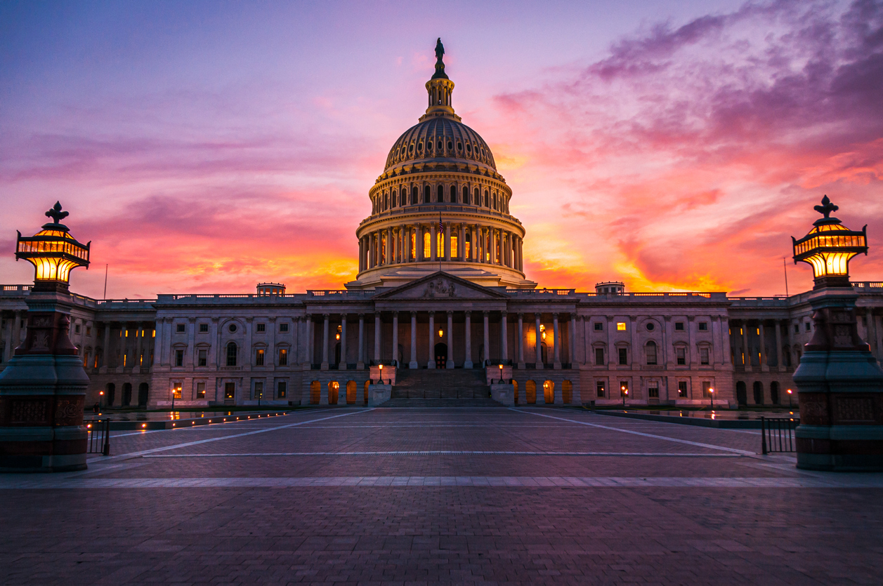 United States Capitol Building at sunset