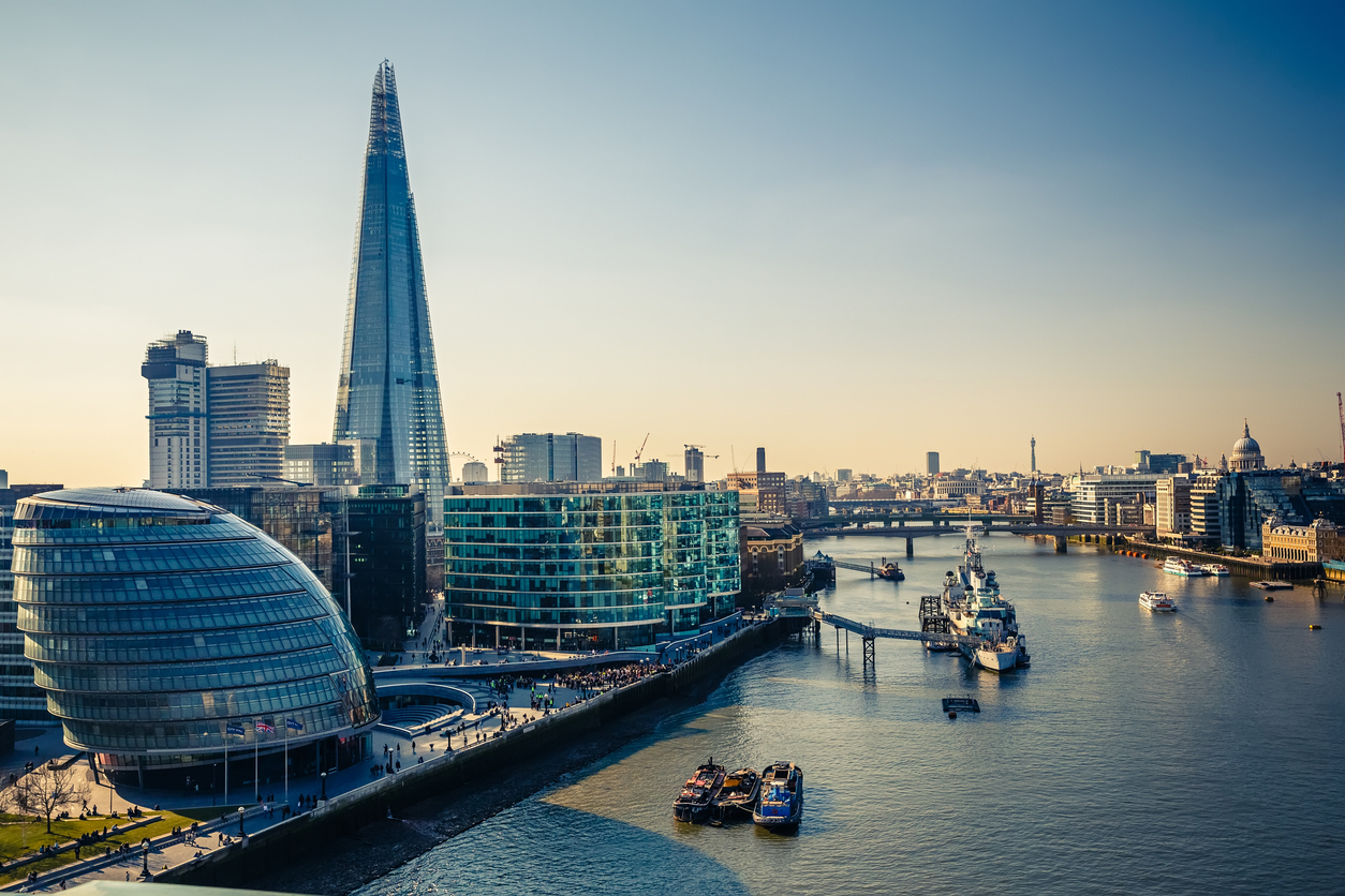 City of London and the Thames at sunset