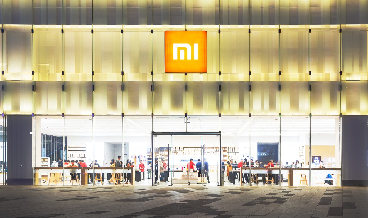 Xiaomi electronics store at night