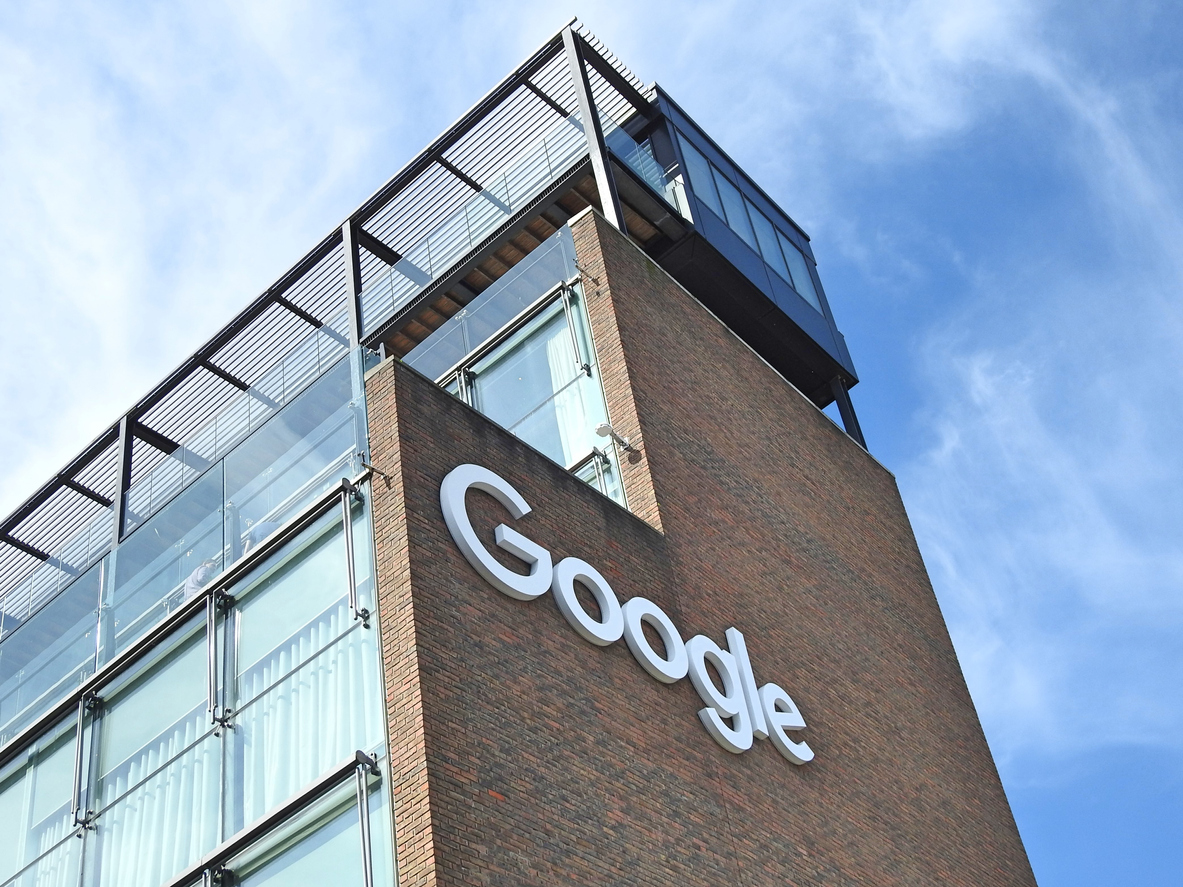 Google building against blue sky