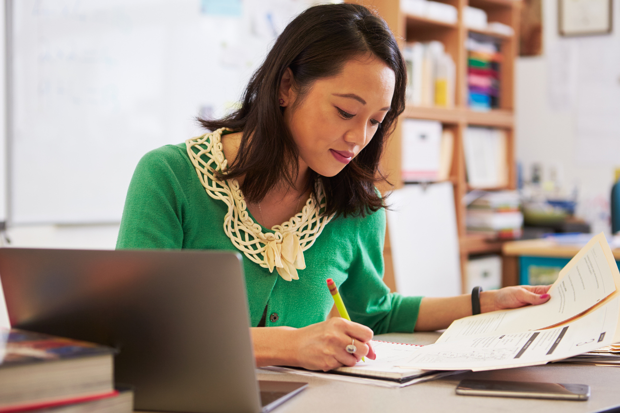 Paralegal working at desk