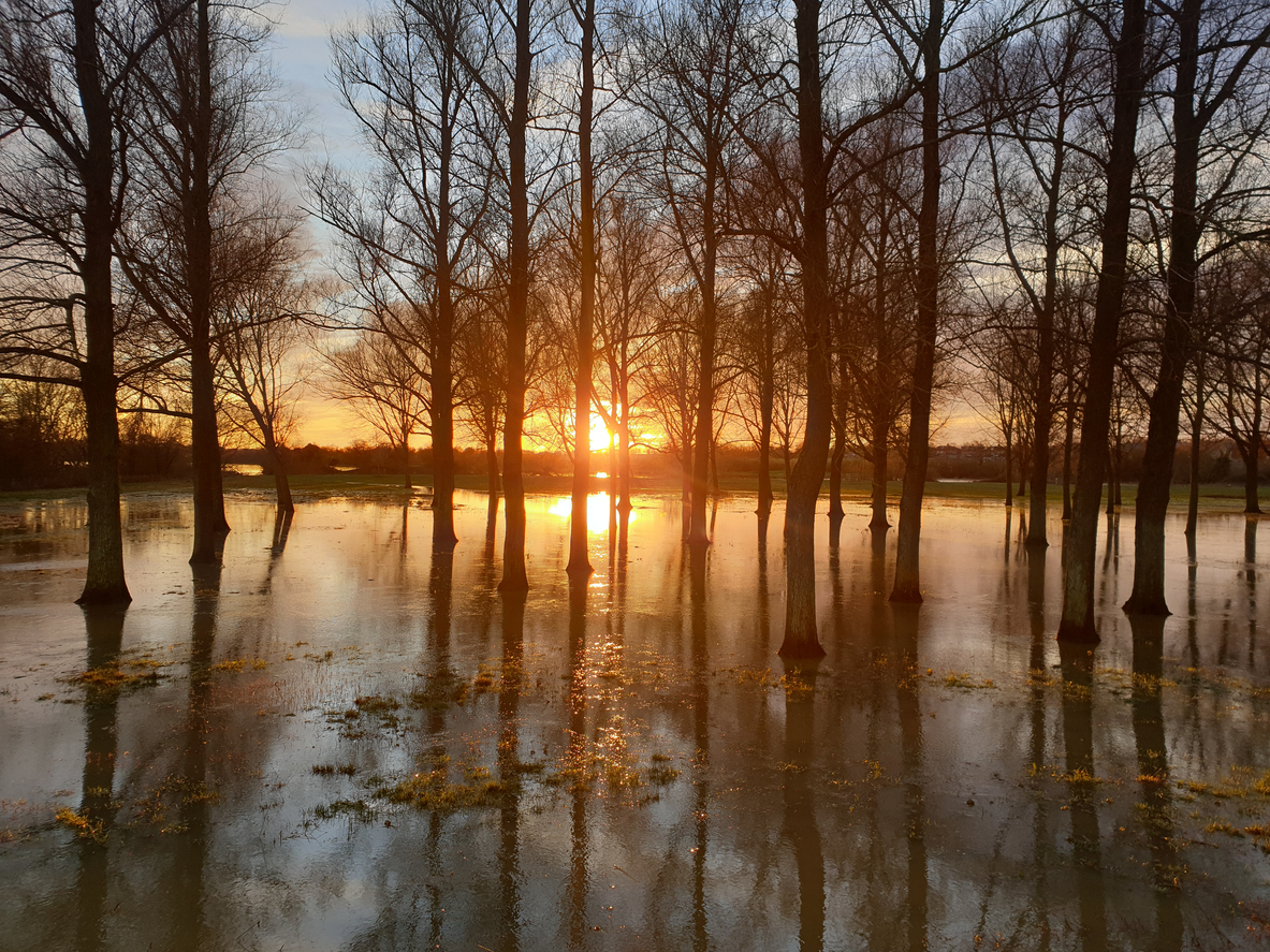 A flood in the UK, thought to have been exacerbated by climate change.