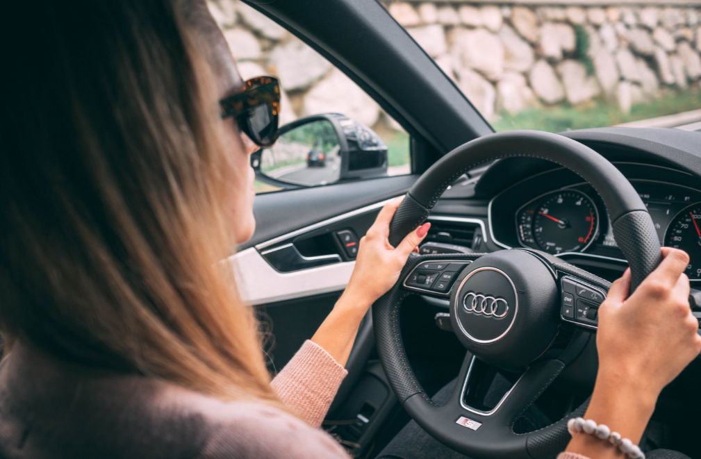 Woman driving car