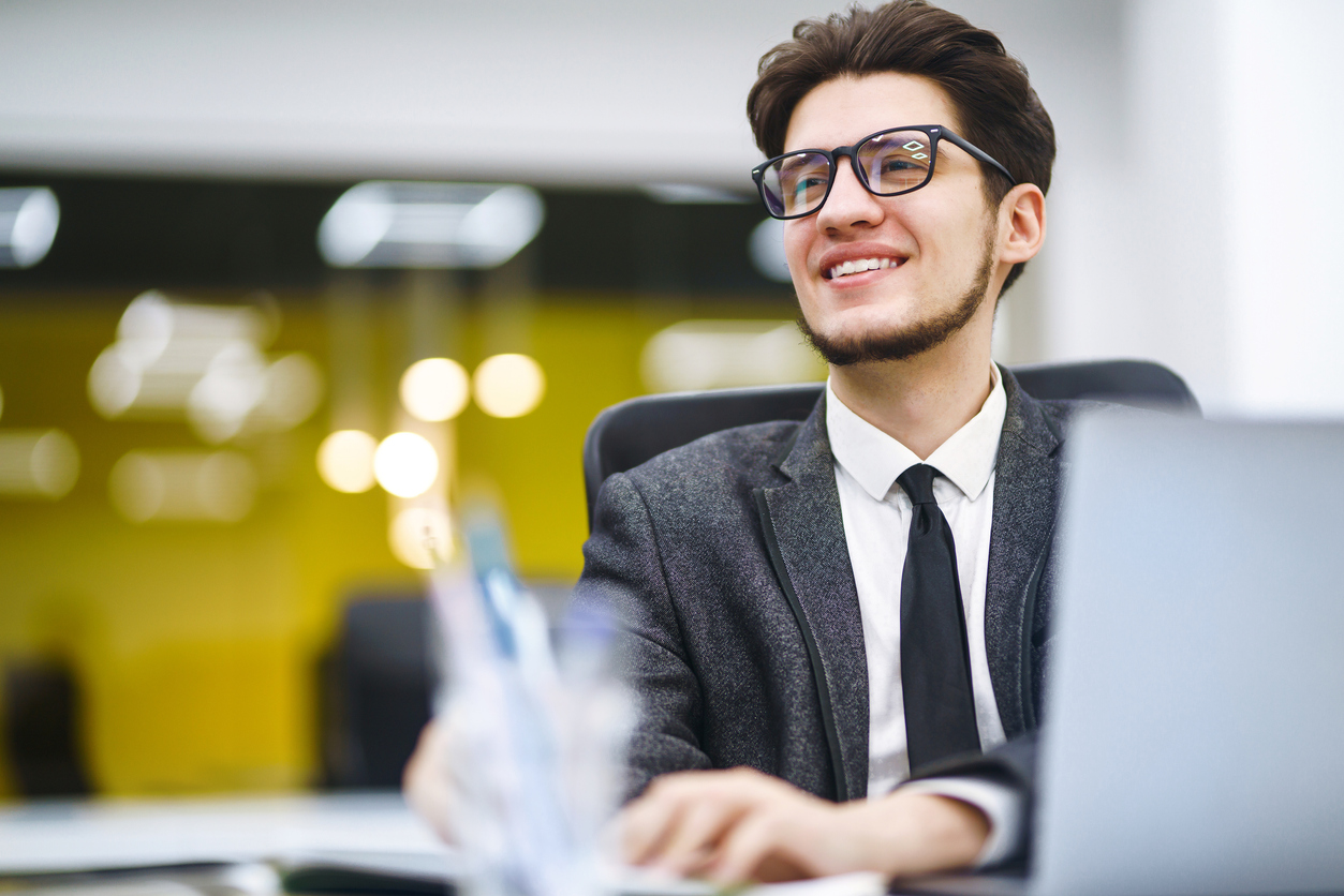 Trainee solicitor working in office