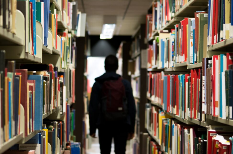 Law student in library