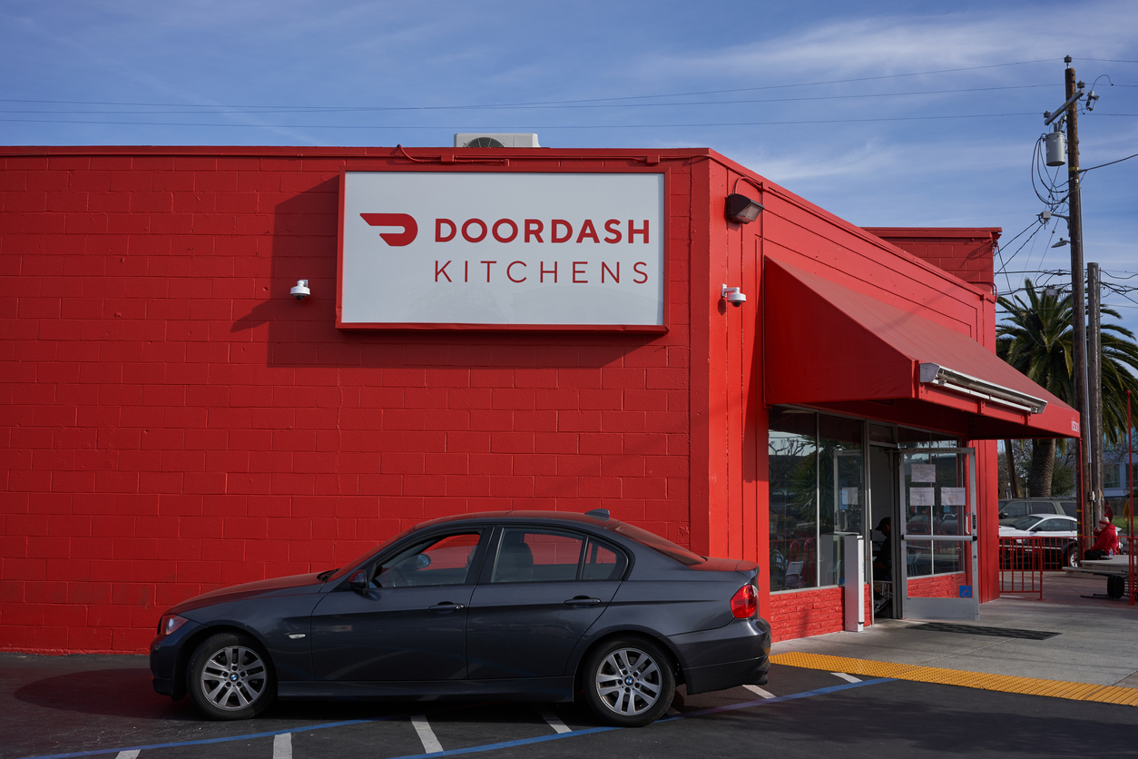 Car outside DoorDash Kitchens, USA.