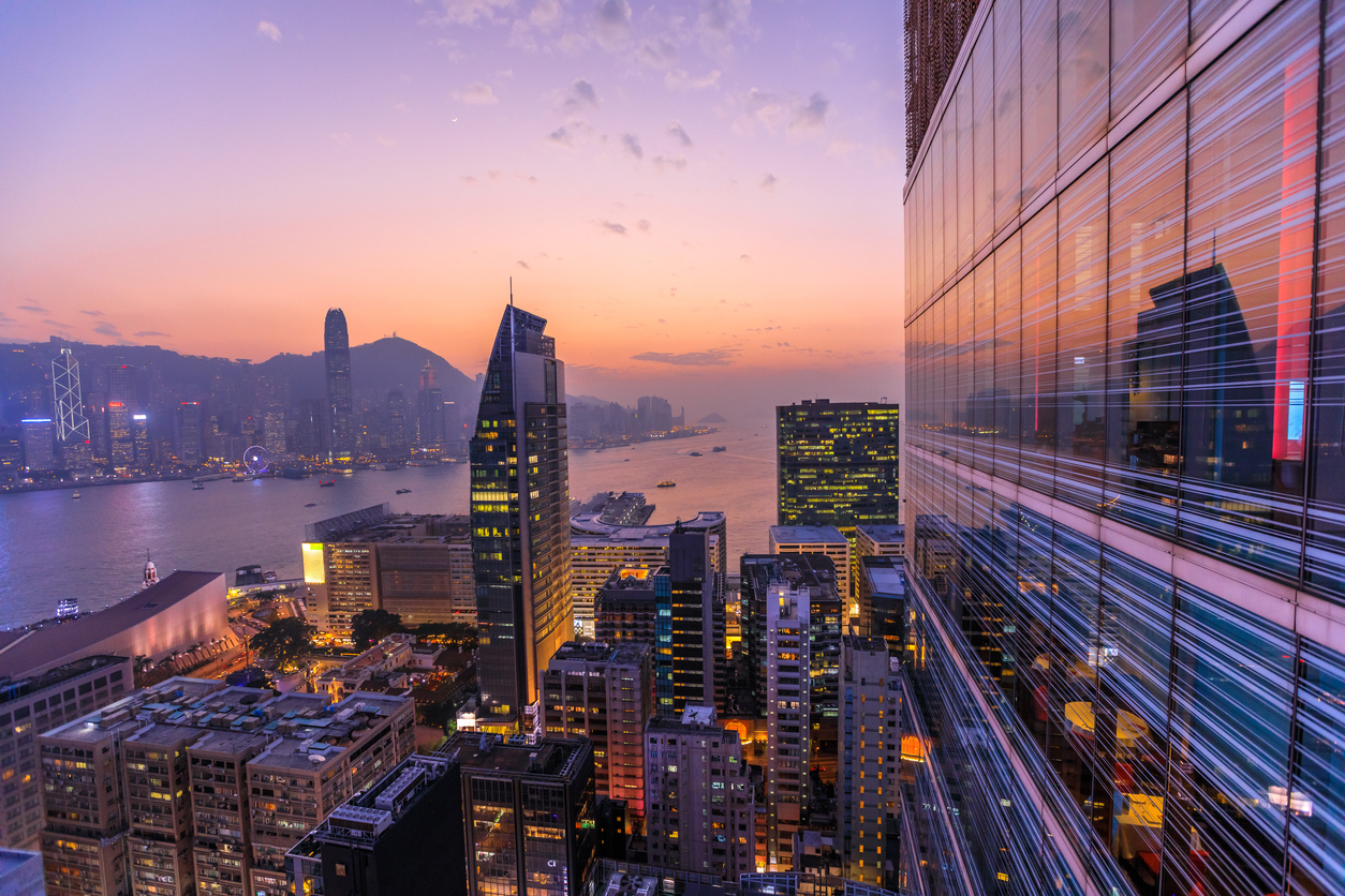 Hong Kong skyline at sunset