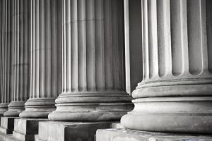 Row of columns in black and white