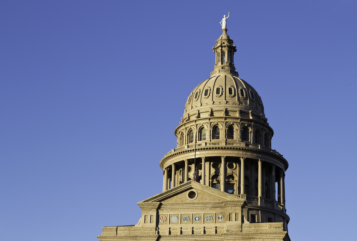 The Texas State Capitol building in Austin, Texas, USA.