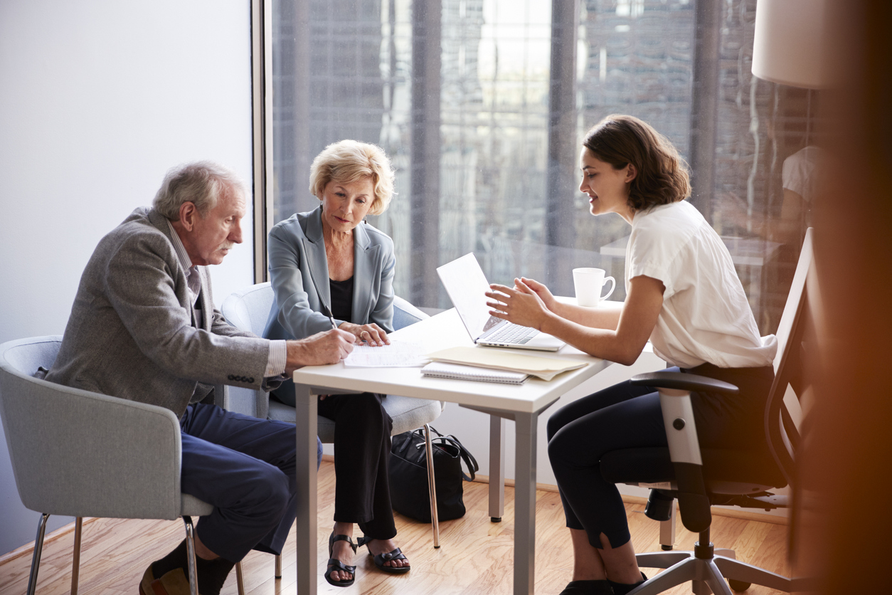 Couple in tax planning meeting