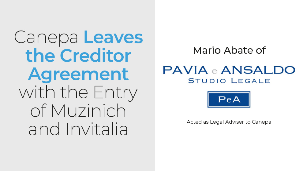 Pavia and Analdo advised Canepa on the move.