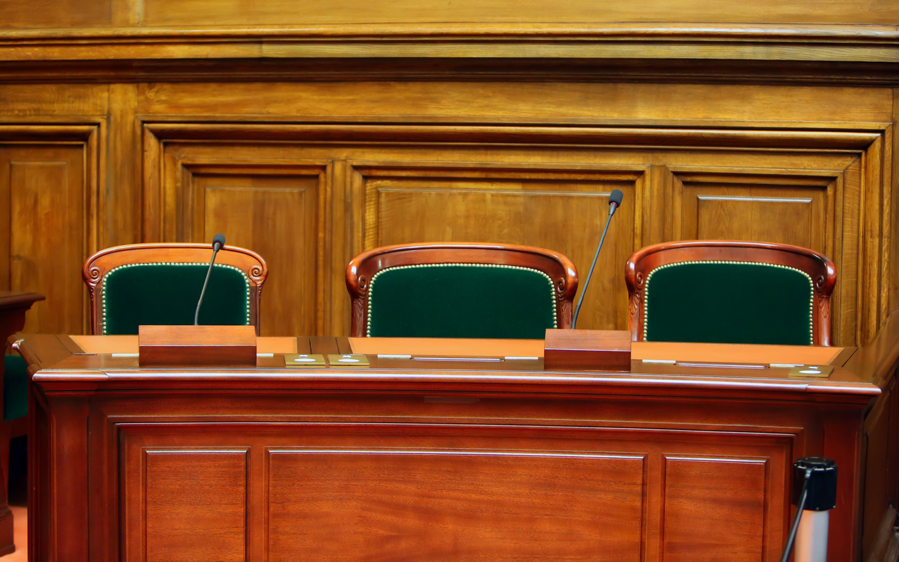 Empty vintage court room