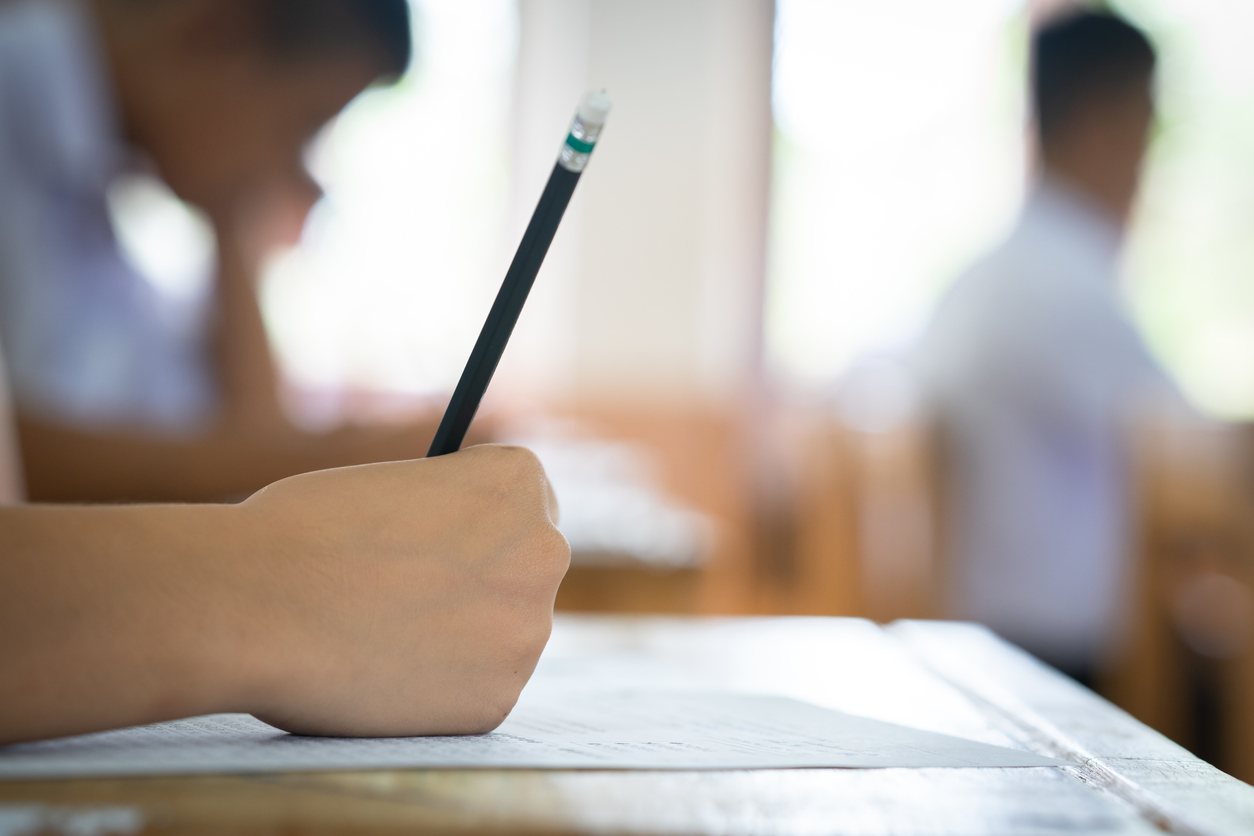 Student completing SAT exam