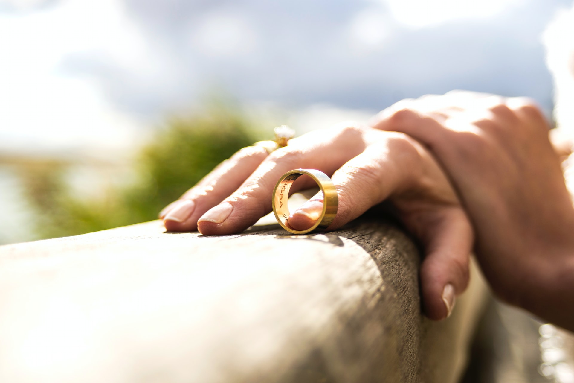 Wedding ring leaving finger, symbolising divorce