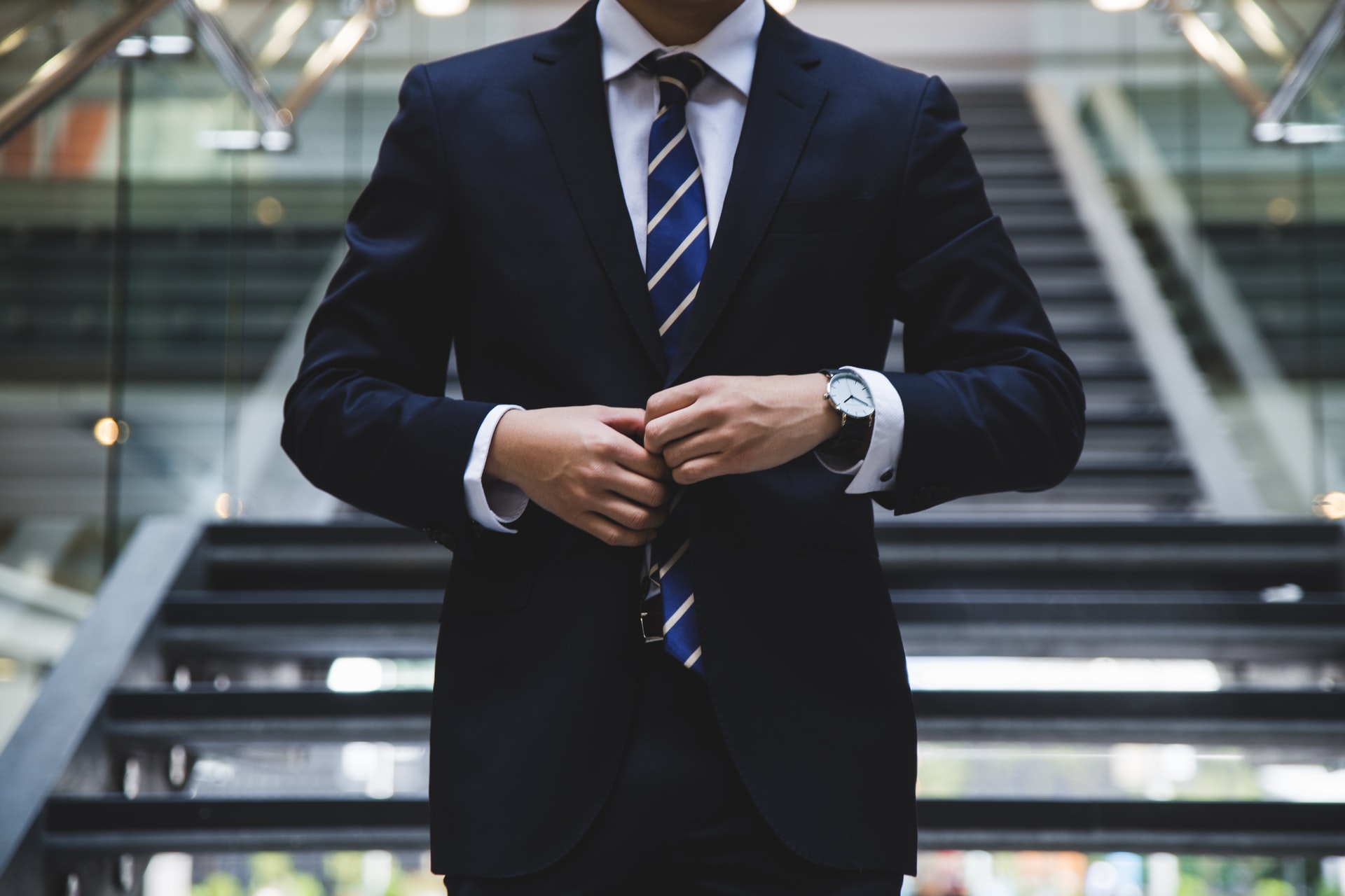 Corporate solicitor wearing suit