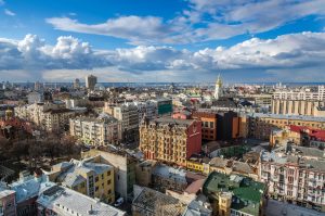 Kiev city day view, panorama Kiev, Ukraine