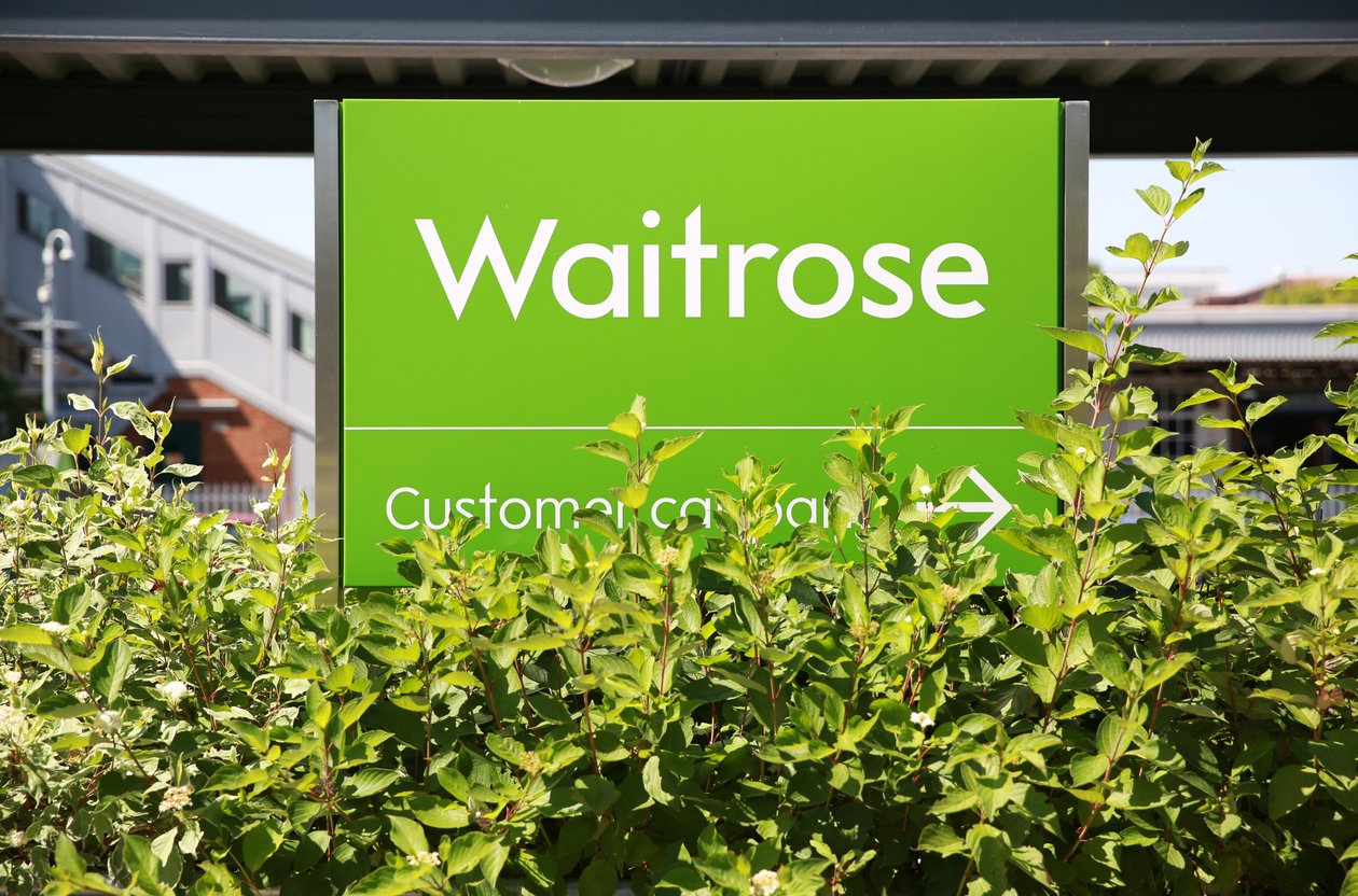 Waitrose supermarket sign, UK.