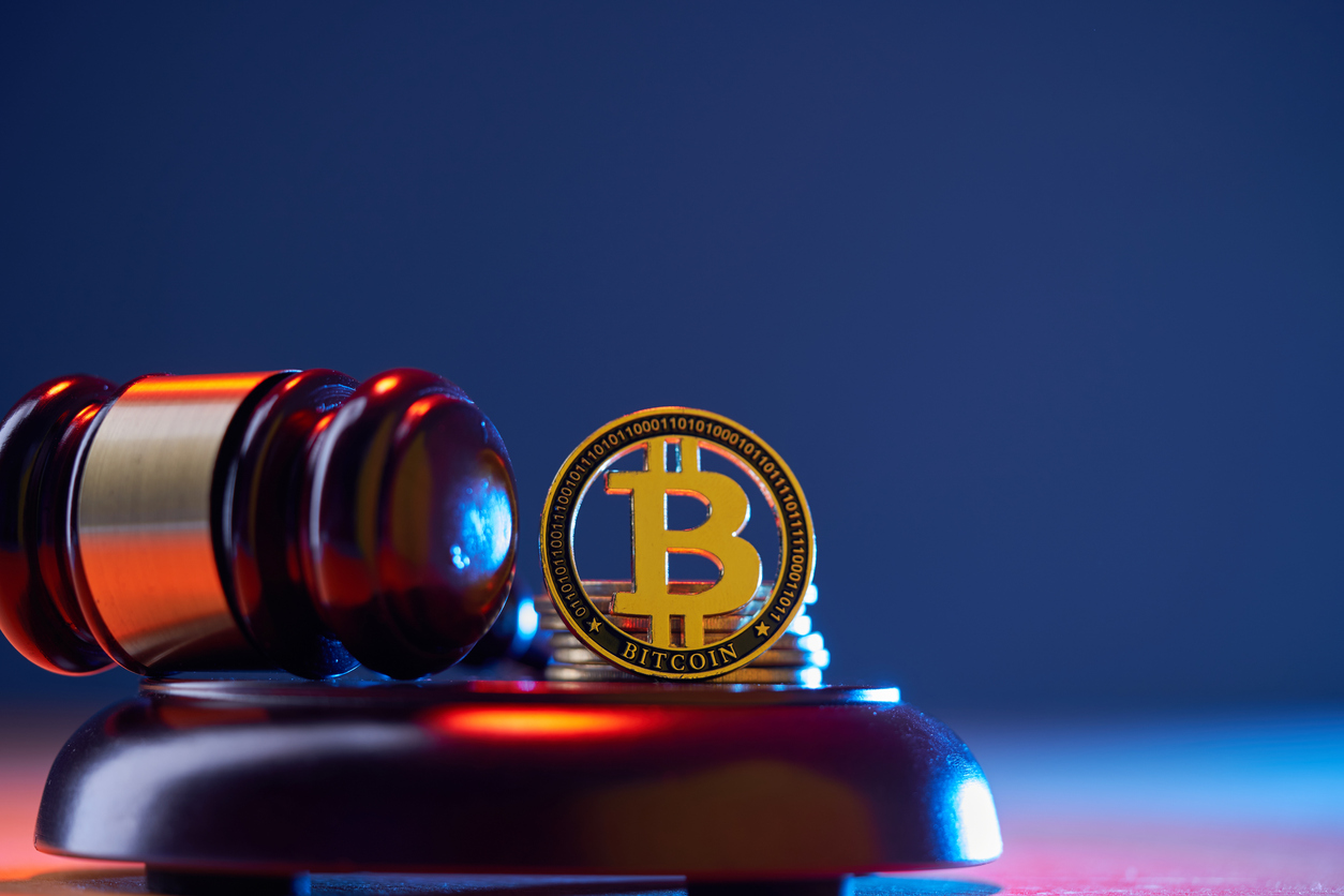 Crypto and crime; bitcoin by gavel