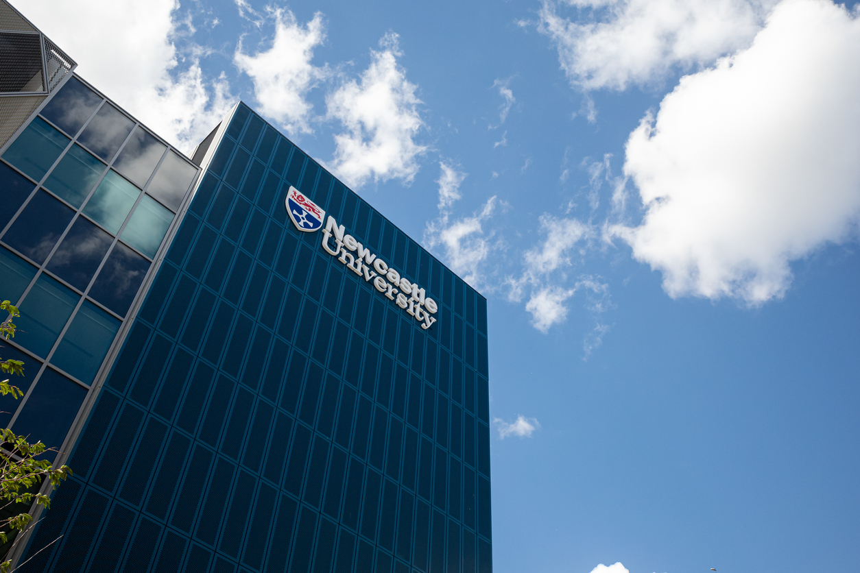 Newcastle University building exterior sign