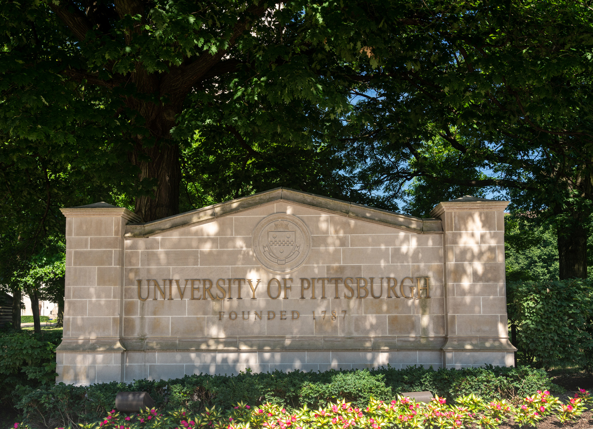 Sign at entrance to University of Pittsburgh PA