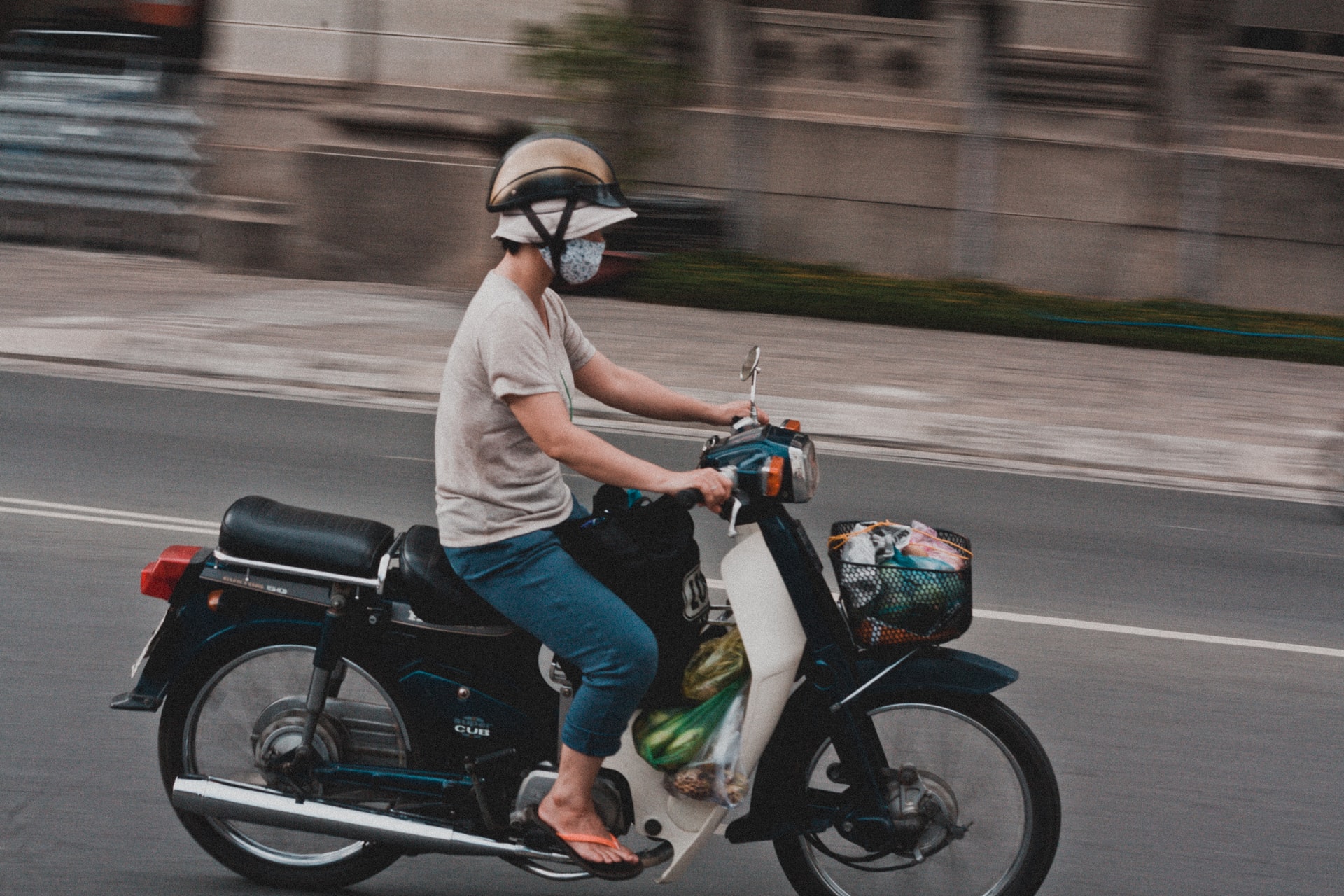 Man riding motorcycle