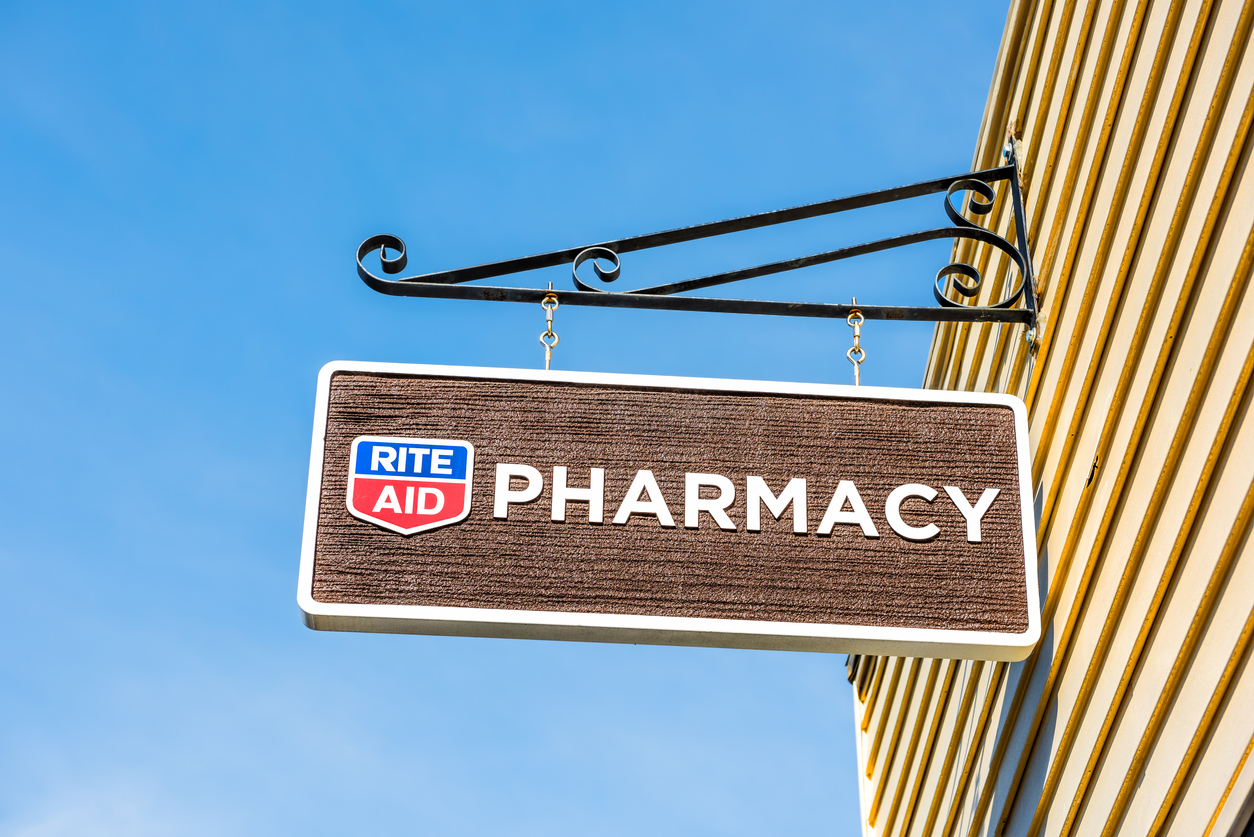 Rite Aid sign against blue sky