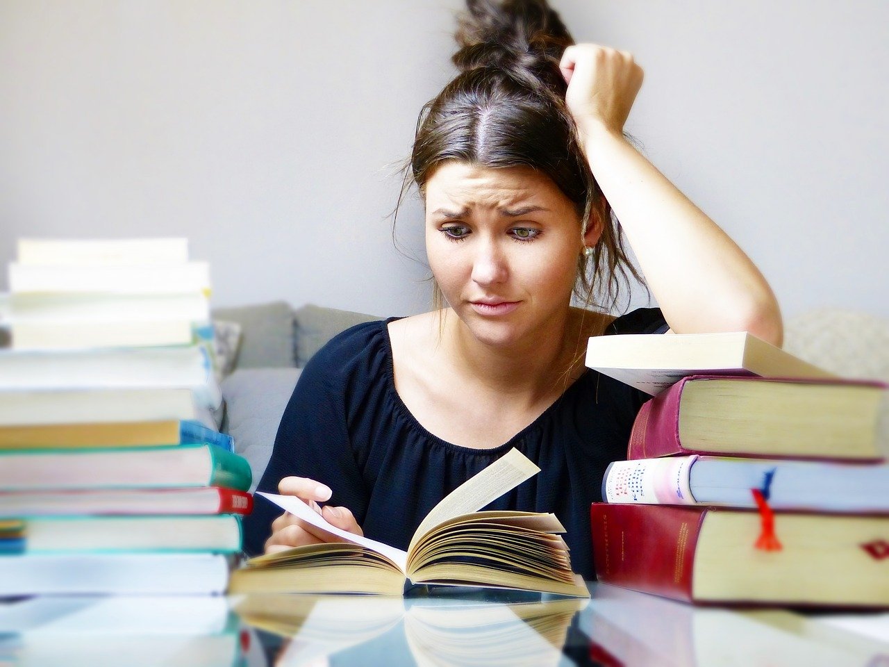 Law student at desk