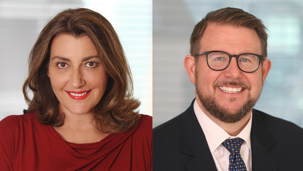 Headshots of Bojana Bellamy and Aaron Simpson, Hunton Andrews Kurth LLP