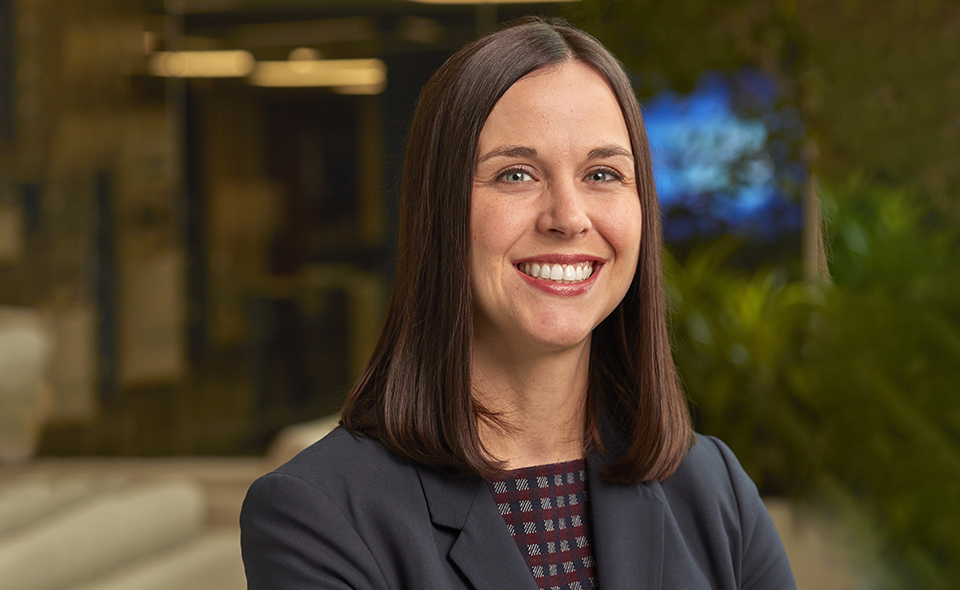 Smiling female defence attorney.