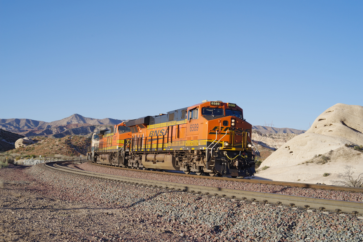 BNSF train in the Mojave Desert in California