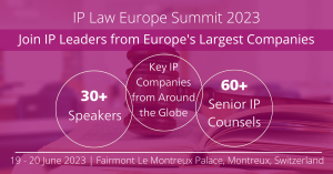 Banner ad for the IP Law Europe Summit 2023.