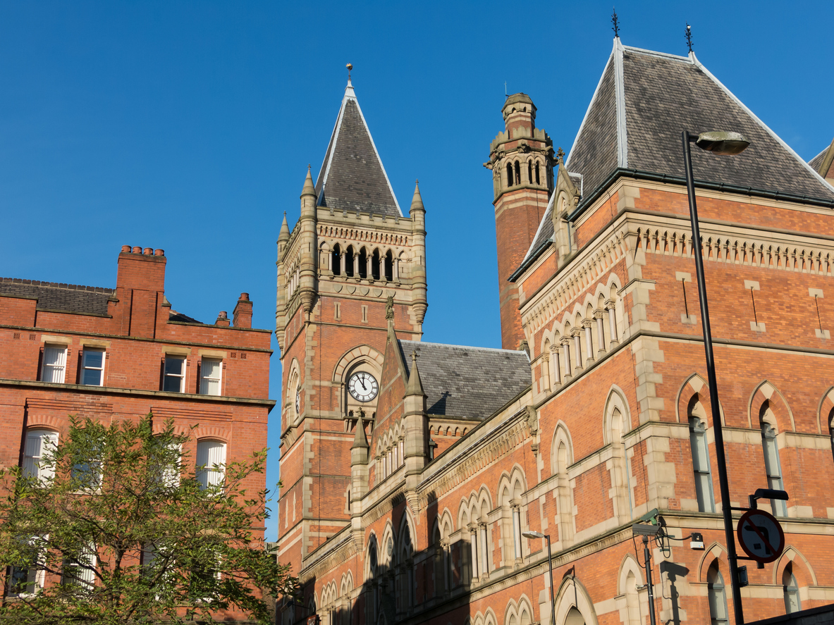 Manchester Crown Court on a clear day.