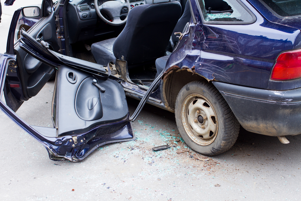 wrecked car close up