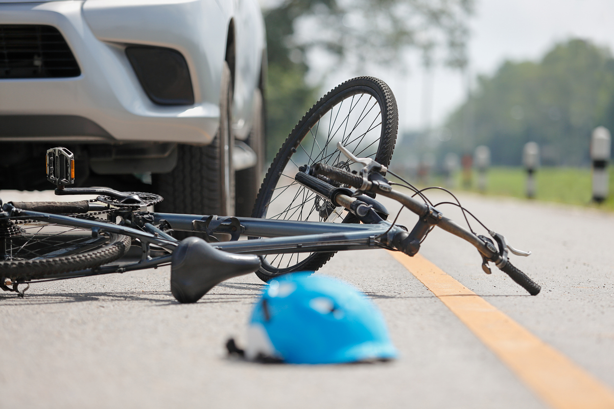 accident car crash with bicycle on road