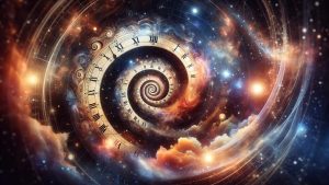 background,with,spiral,dial,,clock,in,space.,time,,eternity,,metaphor