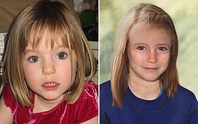 madeleine mccann, aged three and (age progressed) nine